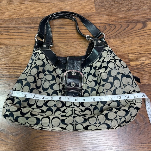 Coach Signature Soho Hobo shoulder bag w/ a black monogram canvas & leather trim - Picture 2 of 16